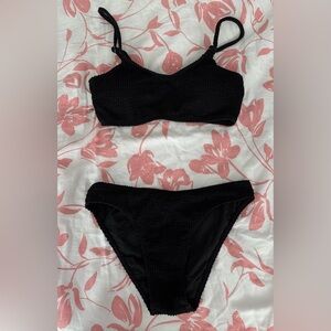 Classic Black Textured Bikini Set - Women's Swimwear